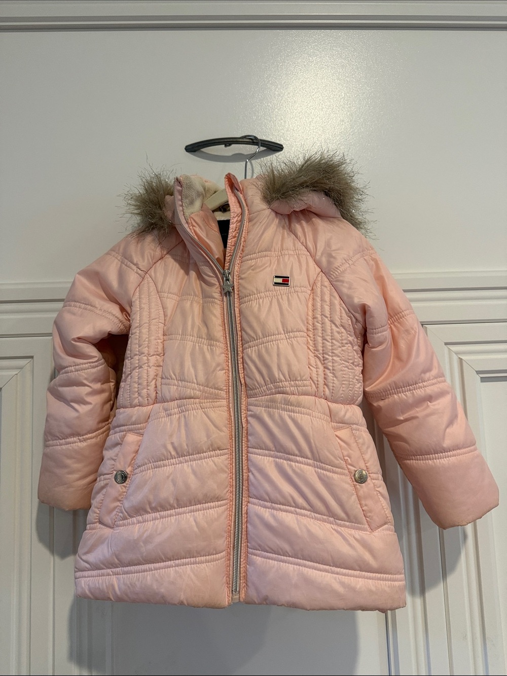 Tommy Hilfiger Winter Coat Girls 5 Pink Fur